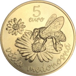 Словакия 5 евро 2021 год - Медоносная пчела