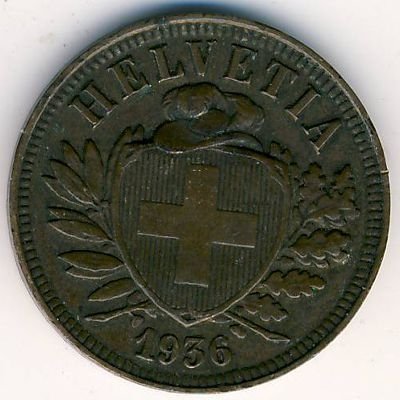 Швейцария 2 раппена 1936 год