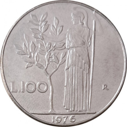 Италия 100 лир 1976 год - Минерва