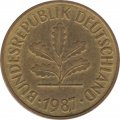 ФРГ 5 пфеннигов 1987 год (J)