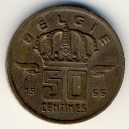 Бельгия 50 сантимов 1966 год BELGIE