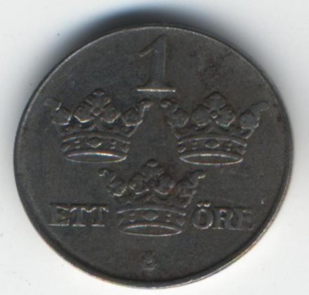Швеция 1 эре 1942 год - Король Густав V (железо)