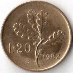Италия 20 лир 1982 год