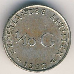 Антильские острова 1/10 гульдена 1963 год