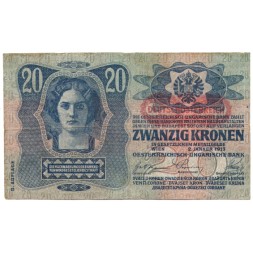 Австро-Венгрия 20 крон 1913 год (надпечатка) - F