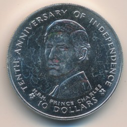 Монета Фиджи 10 долларов 1980 год