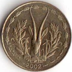 Западная Африка 5 франков 2002 год