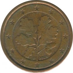 Германия 1 евроцент 2002 год (F)