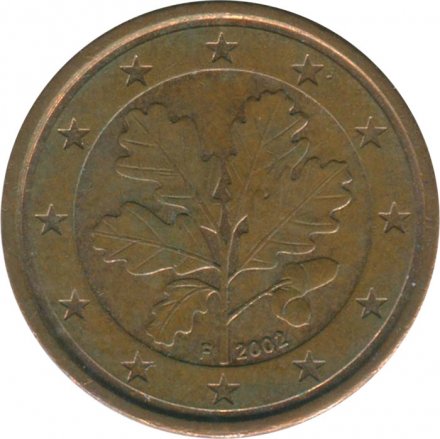 Германия 1 евроцент 2002 год (F)