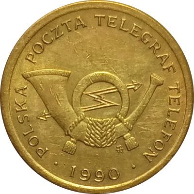 Жетон телефонный Польша 1990 г. (A) с отметкой монетного двора