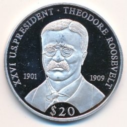 Либерия 20 долларов 2000 год