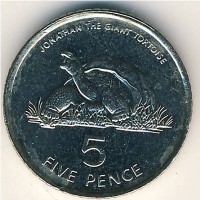 Монета Остров Святой Елены и острова Вознесения 5 пенсов 1998 год