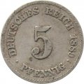 Германия 5 пфеннигов 1889 год (F)