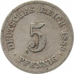 Германия 5 пфеннигов 1889 год (F)