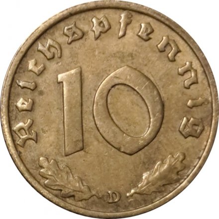 Третий Рейх 10 рейхспфеннигов 1938 год (D)