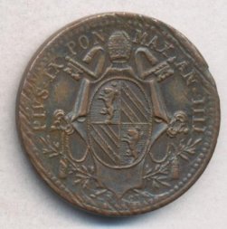 Ватикан 1/2 байоччо 1849 год