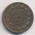 Ватикан 1/2 байоччо 1849 год