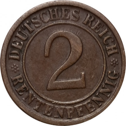 Веймарская республика 2 рентенпфеннига 1924 год (D)