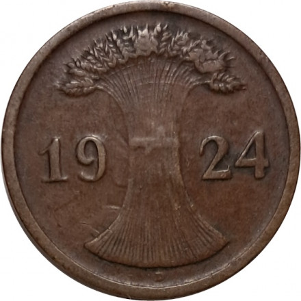 Веймарская республика 2 рентенпфеннига 1924 год (D)