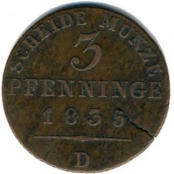Пруссия 3 пфеннинга 1835 год