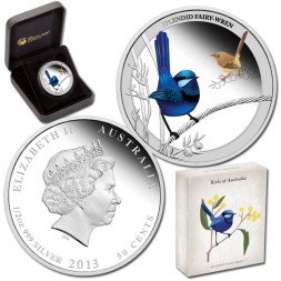 Австралия 50 центов 2013 год - Птицы Австралии. Блестящий расписной малюр