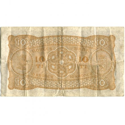 Норвегия 10 крон 1939 год - F-VF