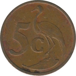 ЮАР 5 центов 2004 год - Райский журавль