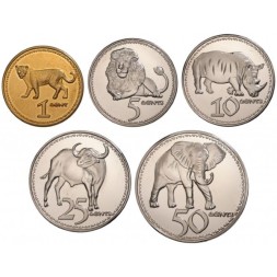 Набор из 5 монет Родезия 2018 год - Большая Африканская пятерка. Животные