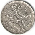 Великобритания 6 пенсов 1967 год