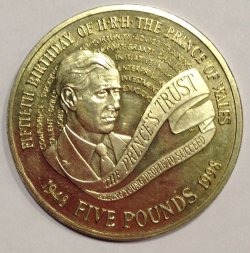 Великобритания 5 фунтов 1998 год - 50-летие принца Чарльза