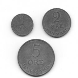 Набор из 3 монет Дания 1954 - 1959 год