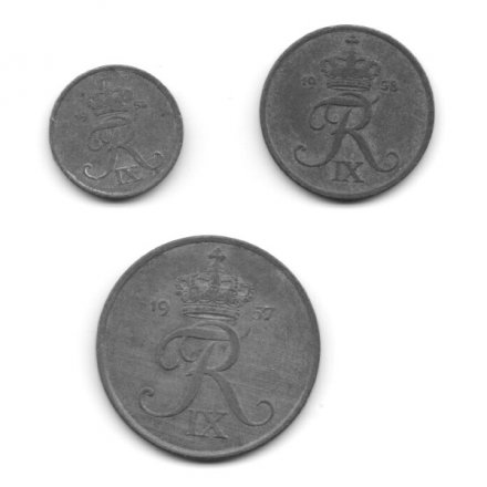 Набор из 3 монет Дания 1954 - 1959 год