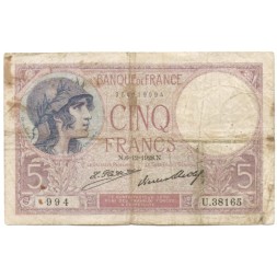 Франция 5 франков 1928 год - F