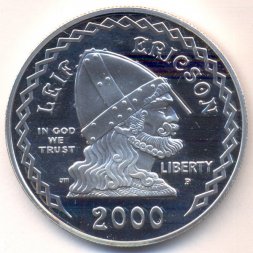 США 1 доллар 2000 год - Лейф Эрикссон Счастливый