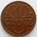 Польша 1 грош 1930 год - Герб (редкий год)