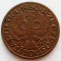 Польша 1 грош 1930 год - Герб (редкий год)