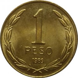 Чили 1 песо 1989 год