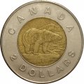 Канада 2 доллара 2006 год - Полярный медведь (год 2006 под профилем Королевы)
