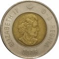 Канада 2 доллара 2006 год - Полярный медведь (год 2006 под профилем Королевы)