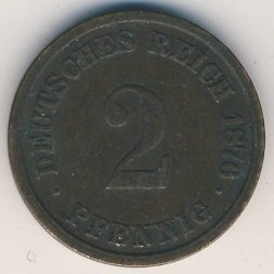 Германия 2 пфеннига 1876 год (D)