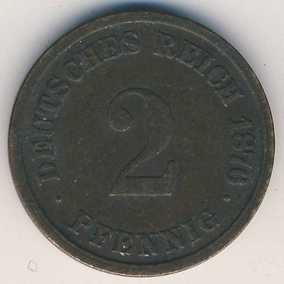 Германия 2 пфеннига 1876 год (D)