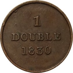 Монета Гернси 1 дубль 1830 год