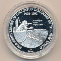 Теркс и Кайкос 20 крон 1992 год