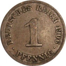 Германия 1 пфенниг 1906 год (A)