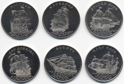 Набор из 6 монет Острова Гилберта (Кирибати) 2015 год - Парусники