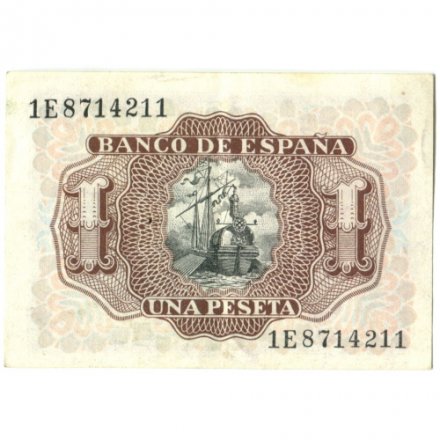 Испания 1 песета 1953 год - Альваро де Базан - XF-