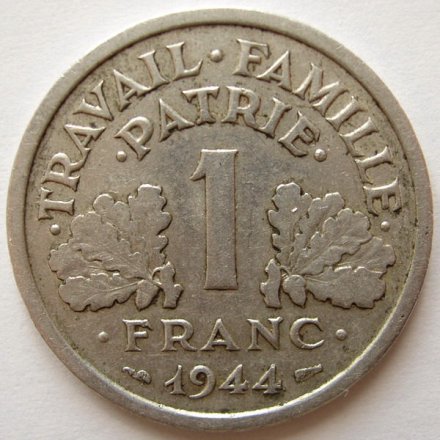 Франция 1 франк 1944 год - C