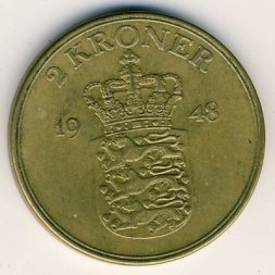 Дания 2 кроны 1948 год - Король Фредерик IX