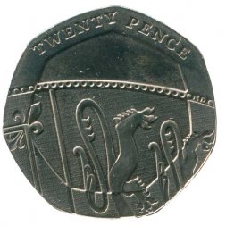 Великобритания 20 пенсов 2010 год