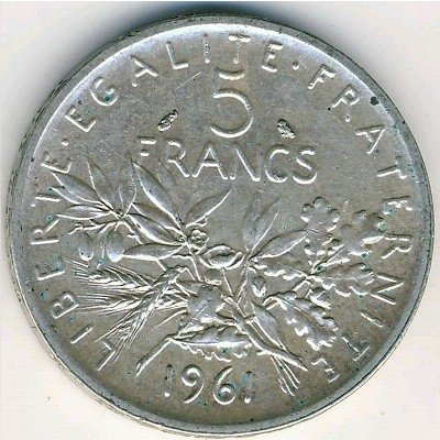 Франция 5 франков 1961 год